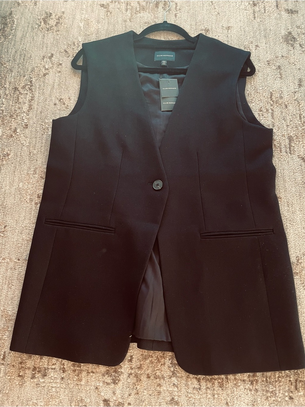 Club Monaco Black Tailored Sleeveless Blazer Vest